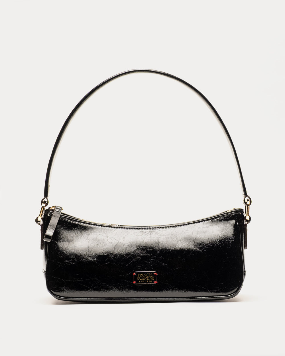 Mia Mini Shoulder Bag - Crinkled Leather Black OS - Frances Valentine