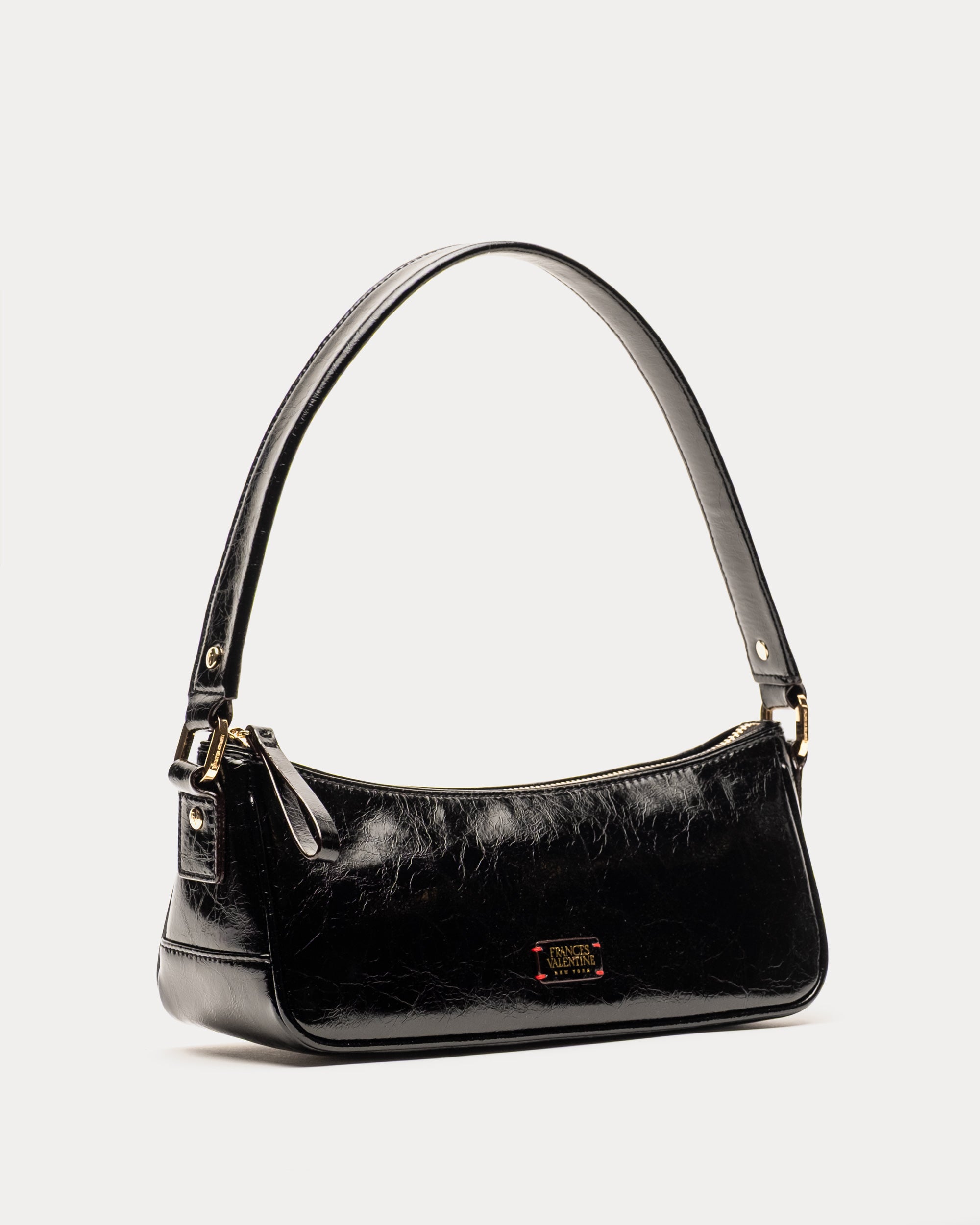 Mia Mini Shoulder Bag - Crinkled Leather Black OS – Frances Valentine