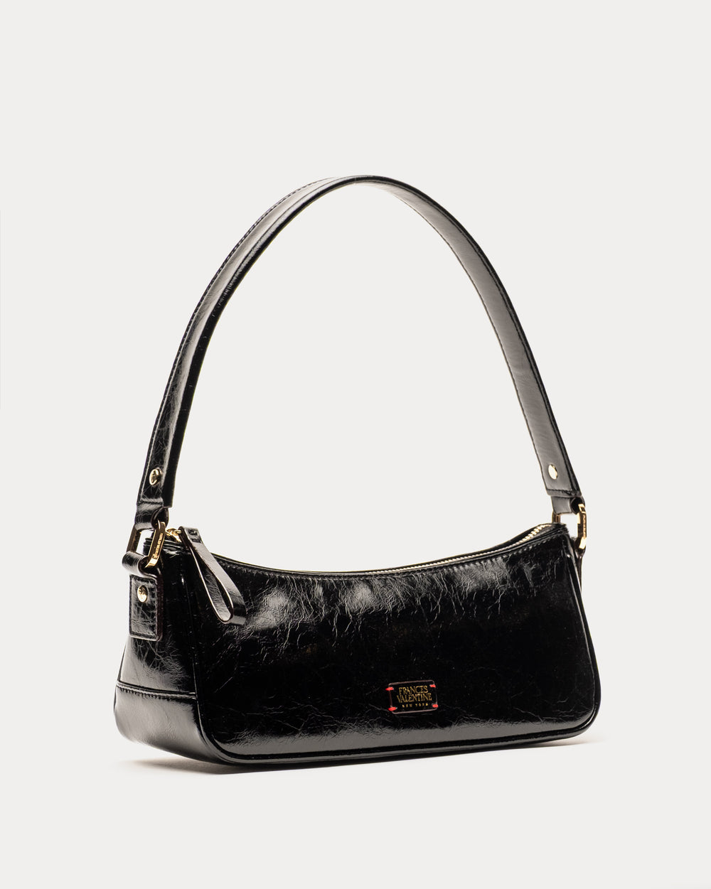 Mia Mini Shoulder Bag - Crinkled Leather Black OS - Frances Valentine