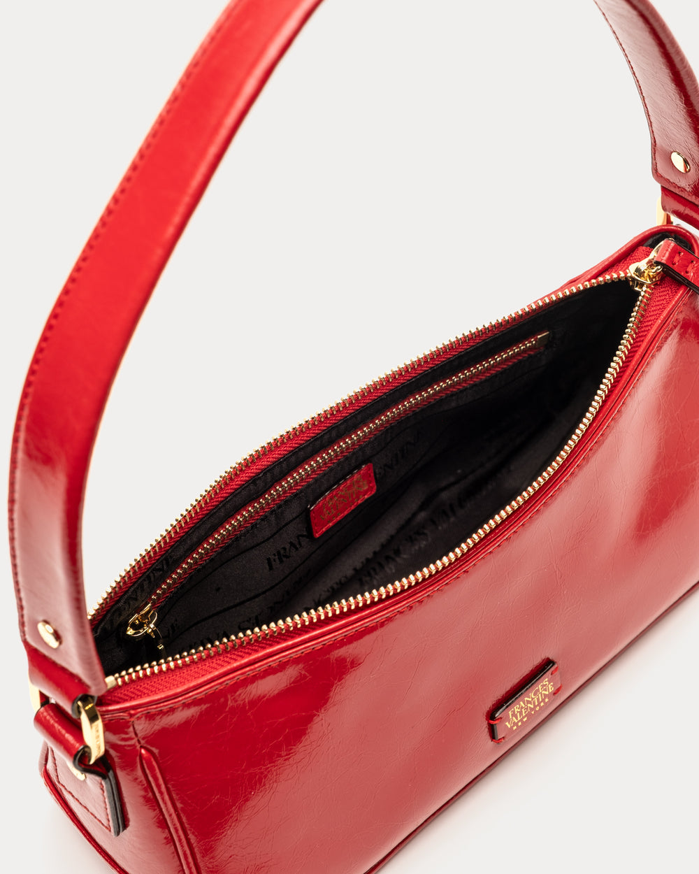 Mia Mini Shoulder Bag - Crinkled Leather Red - Frances Valentine