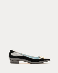 Midge Flat Crinkled Patent Leather Black - Frances Valentine