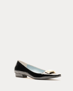 Midge Flat Crinkled Patent Leather Black - Frances Valentine