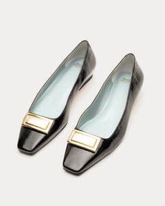 Midge Flat Crinkled Patent Leather Black - Frances Valentine