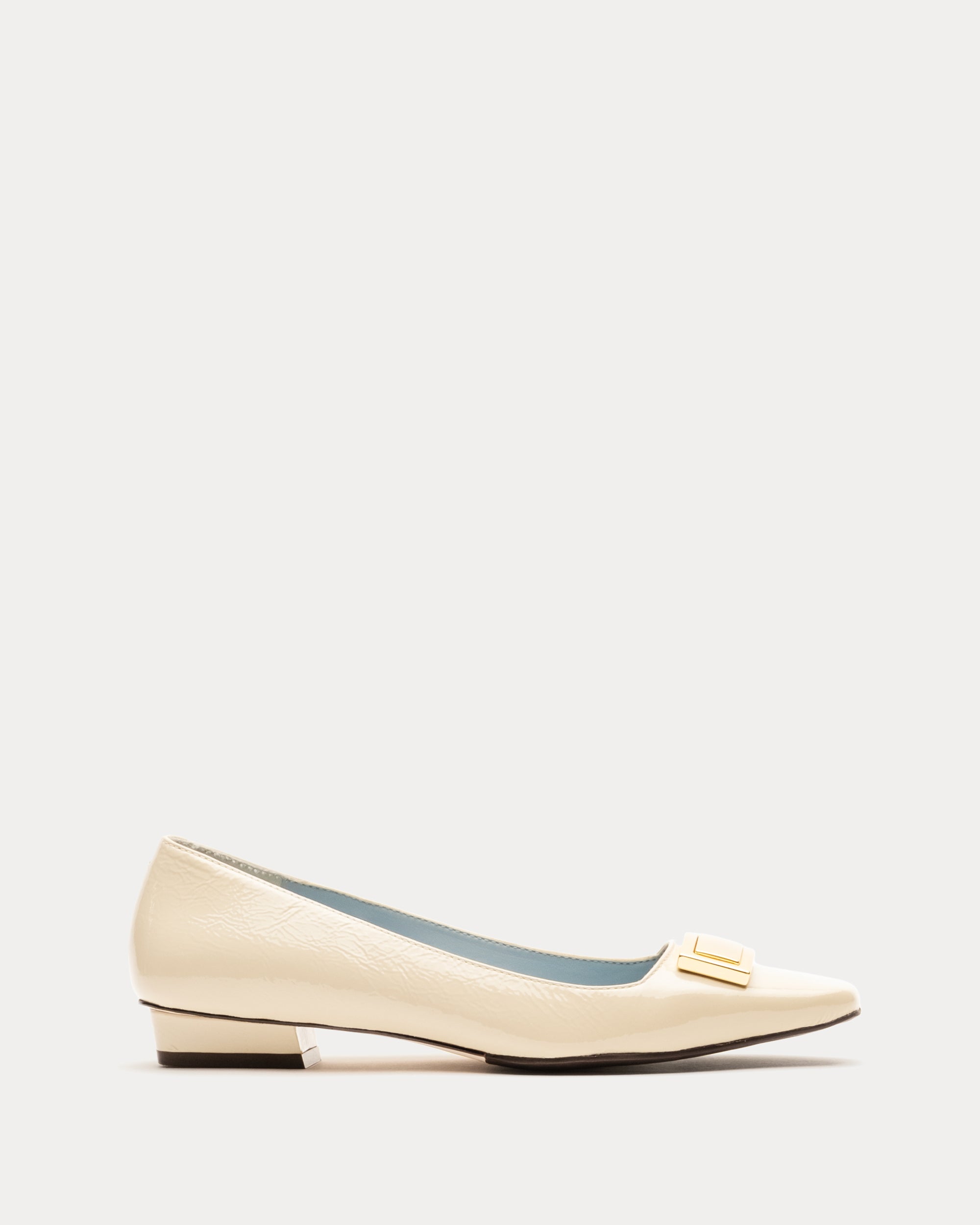 Midge Flat Crinkled Patent Leather Oyster