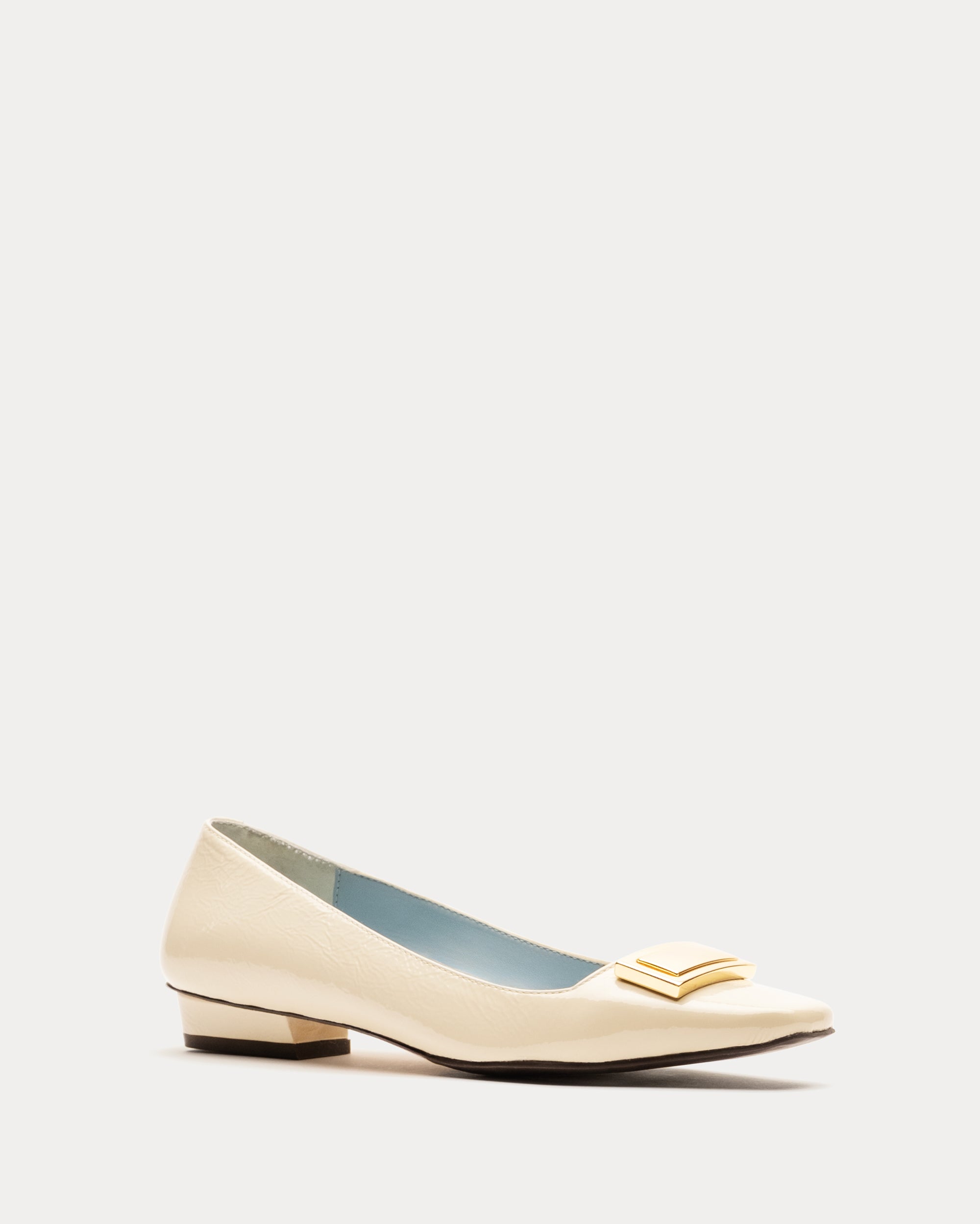 Midge Flat Crinkled Patent Leather Oyster