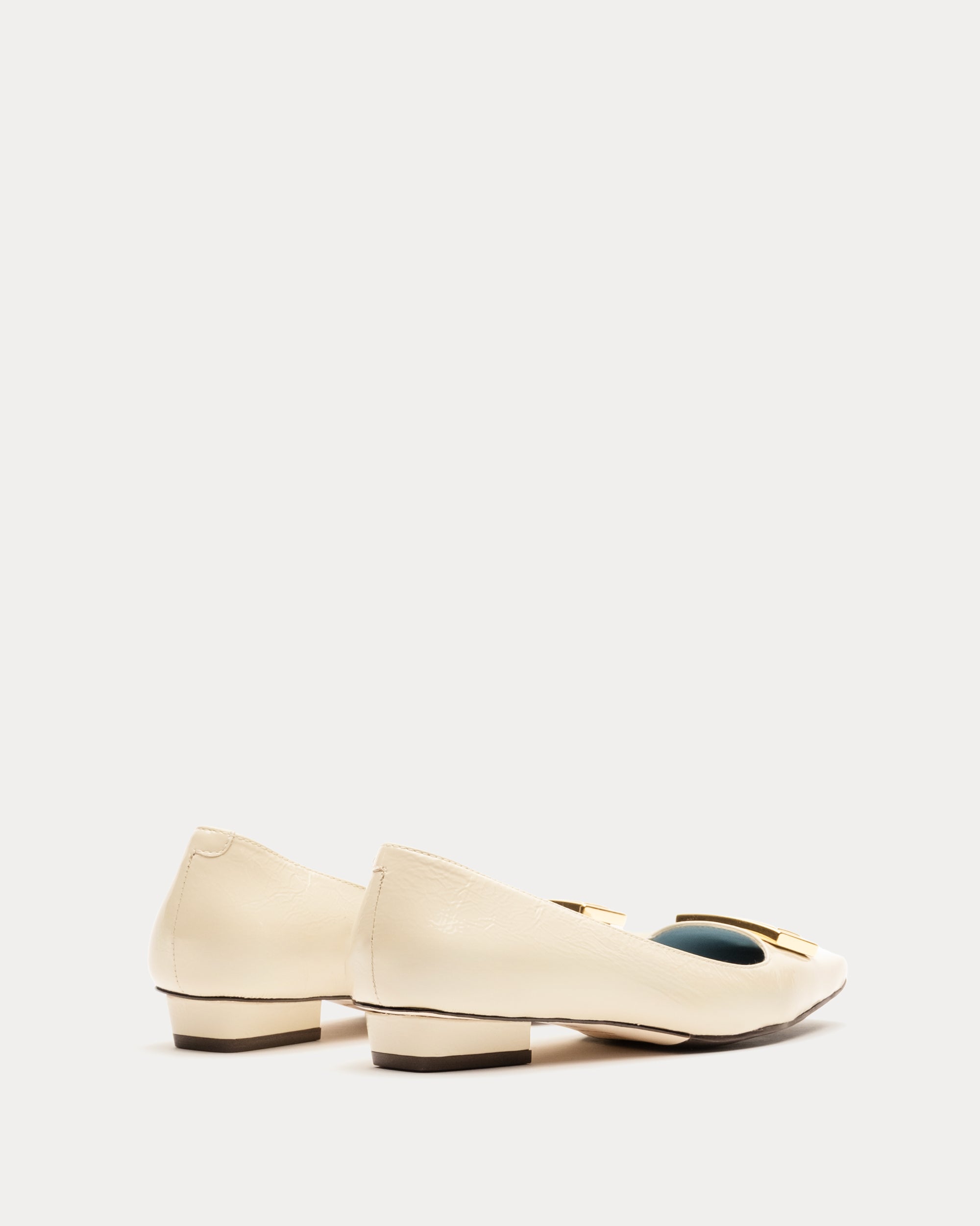 Midge Flat Crinkled Patent Leather Oyster