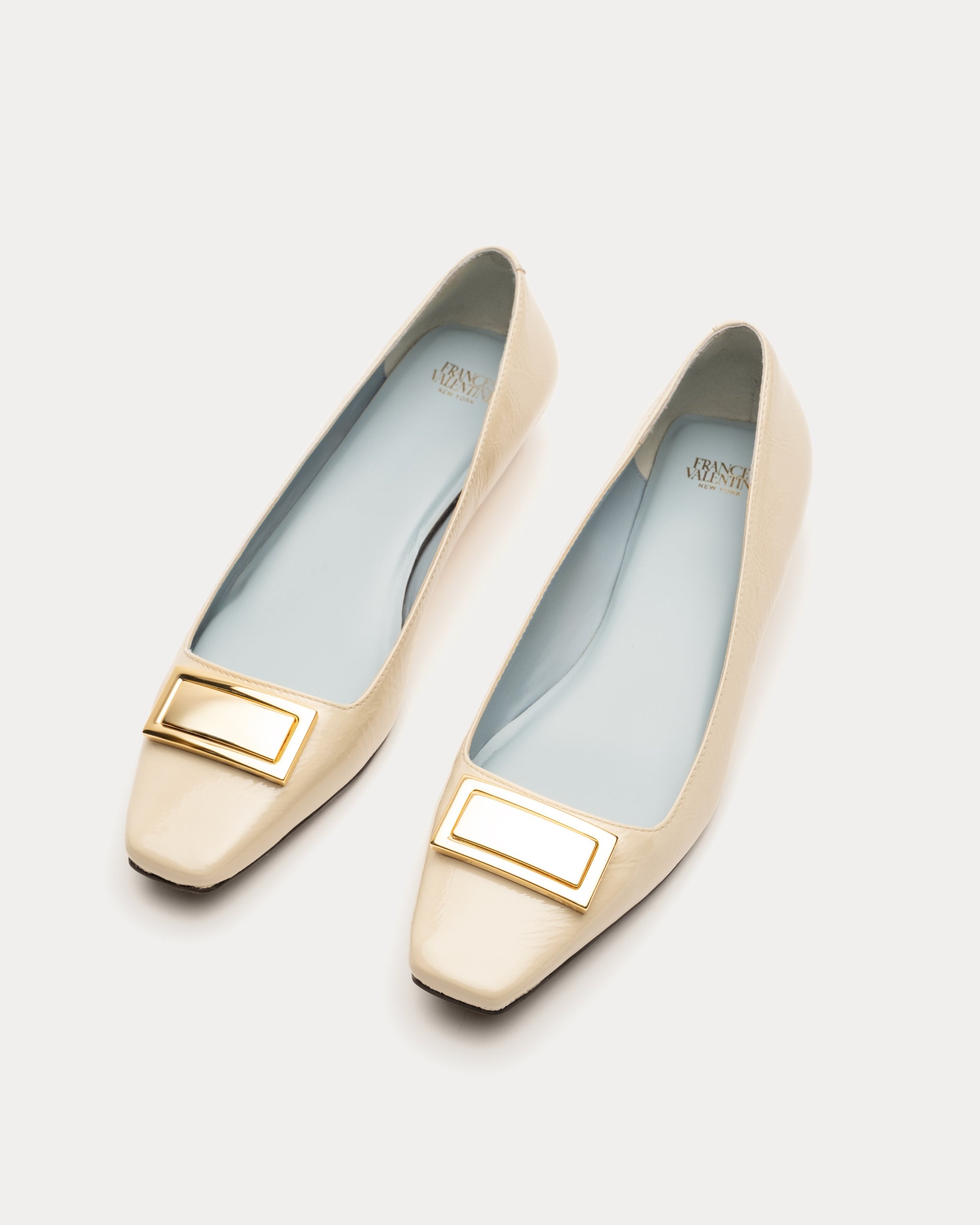 Midge Flat Crinkled Patent Leather Oyster