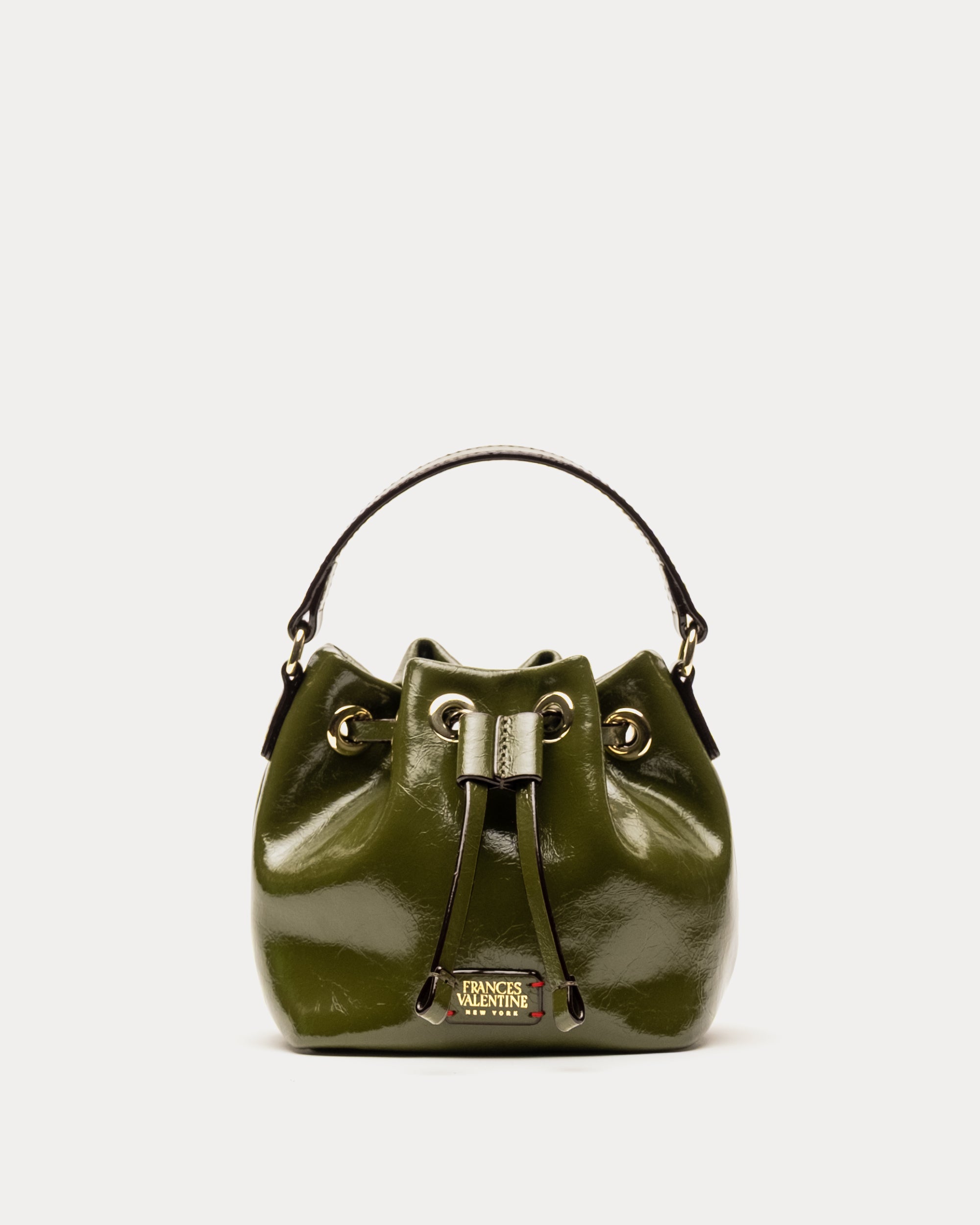 Minnie Bucket - Crinkled Leather Olive – Frances Valentine