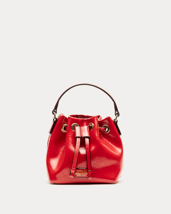 Minnie Bucket - Crinkled Leather Red - Frances Valentine