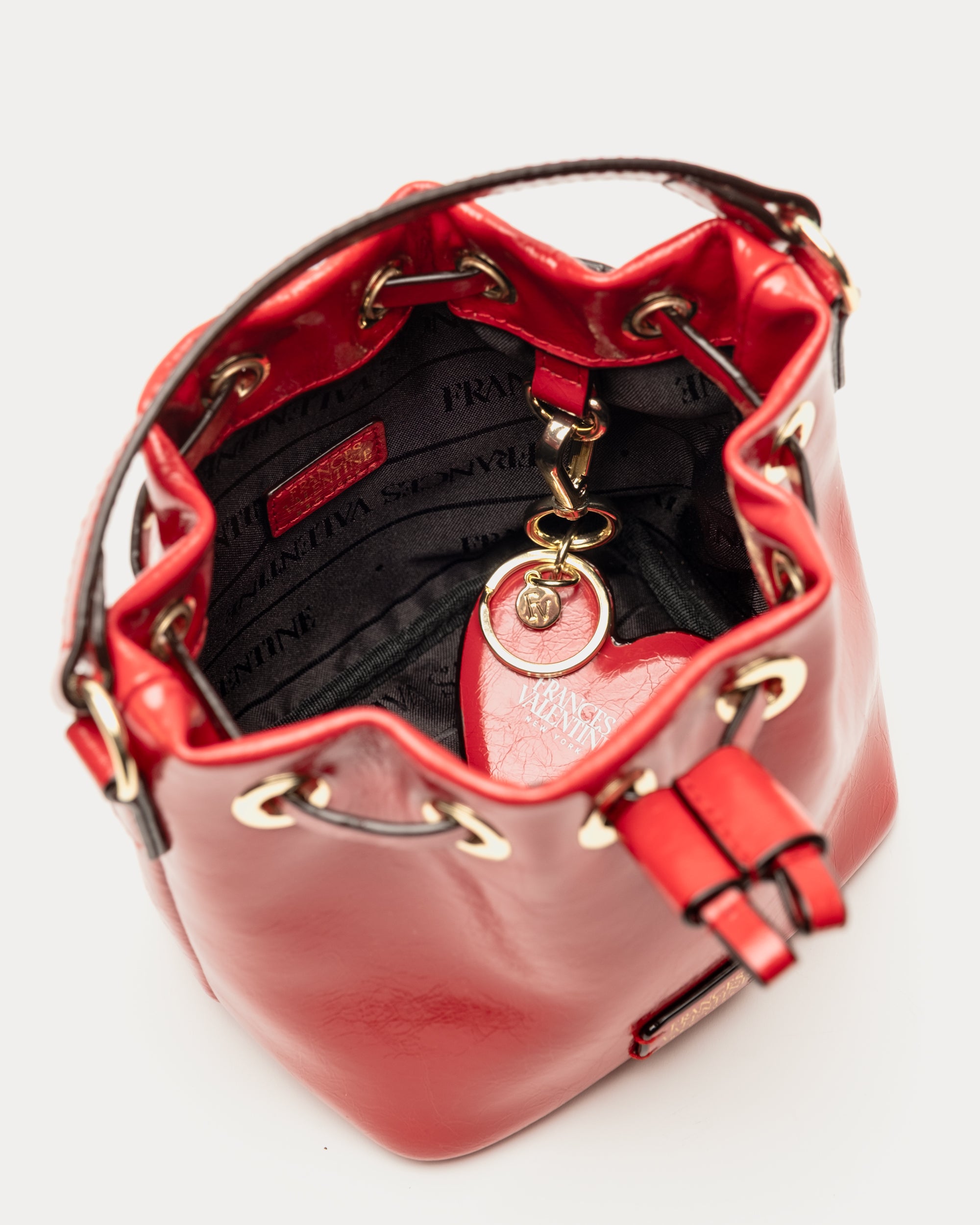 Minnie Bucket - Crinkled Leather Red – Frances Valentine