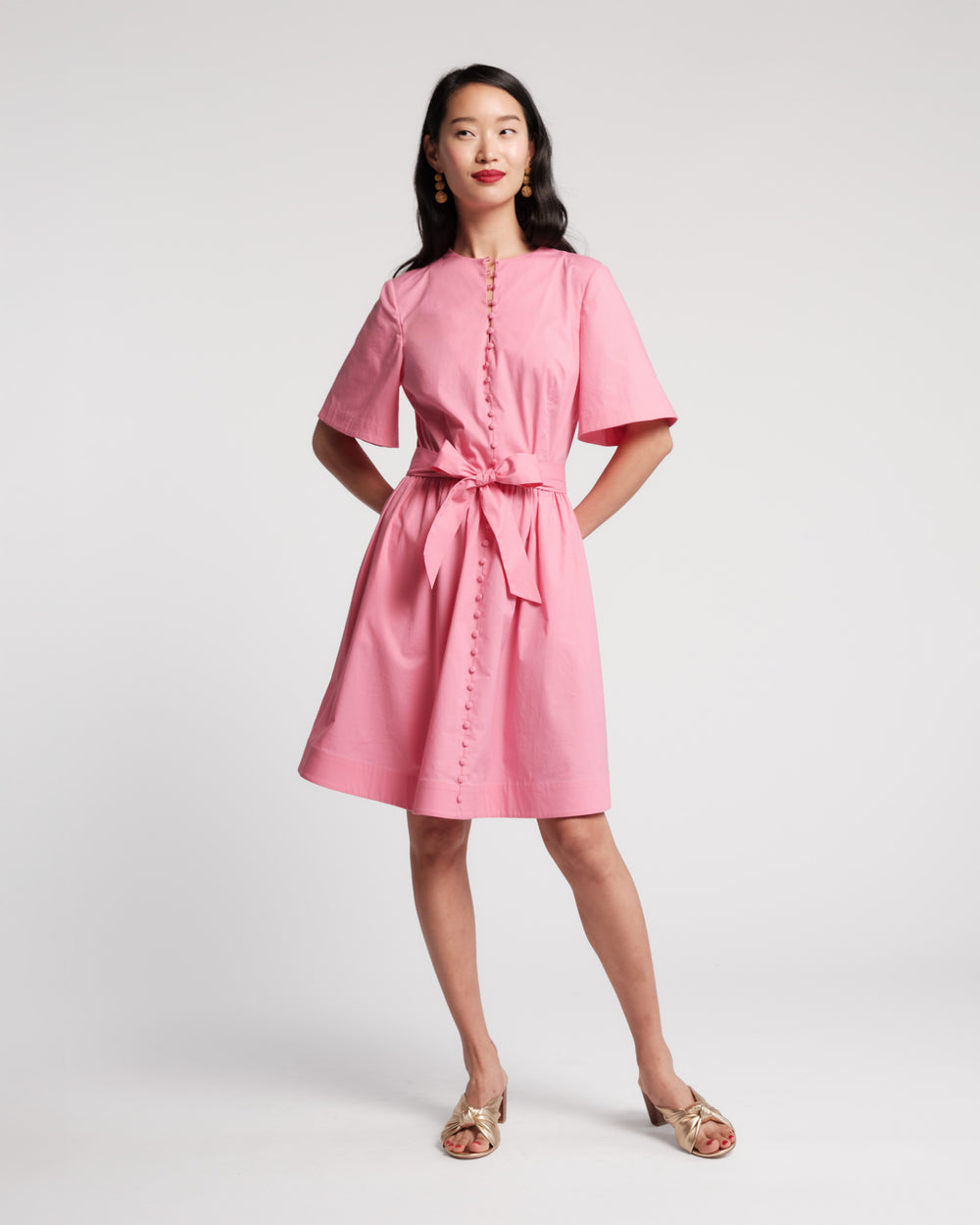 Nancy Dress Solid Poplin Cotton Blend Pink 2X