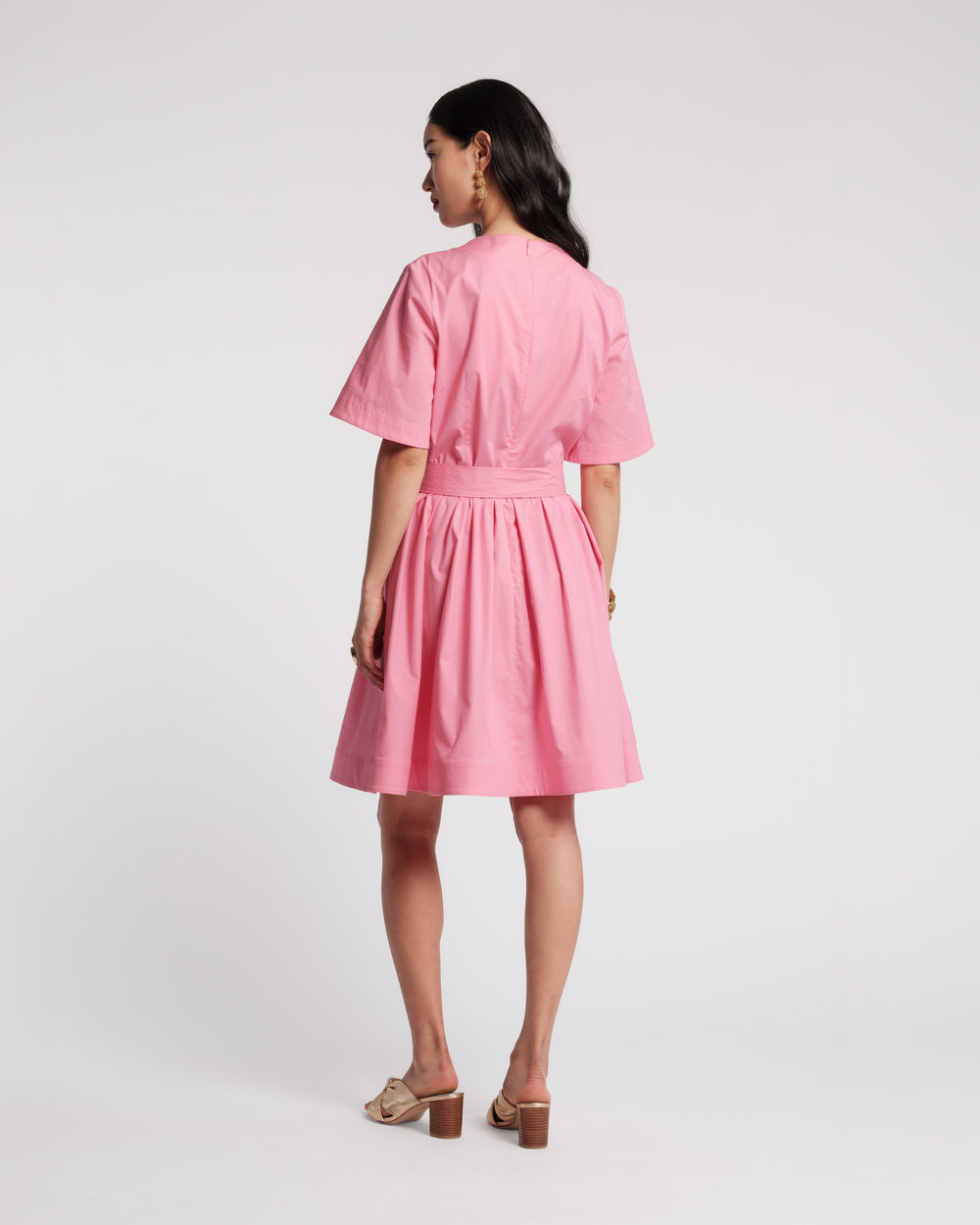 Nancy Dress Solid Poplin Cotton Blend Pink Frances Valentine