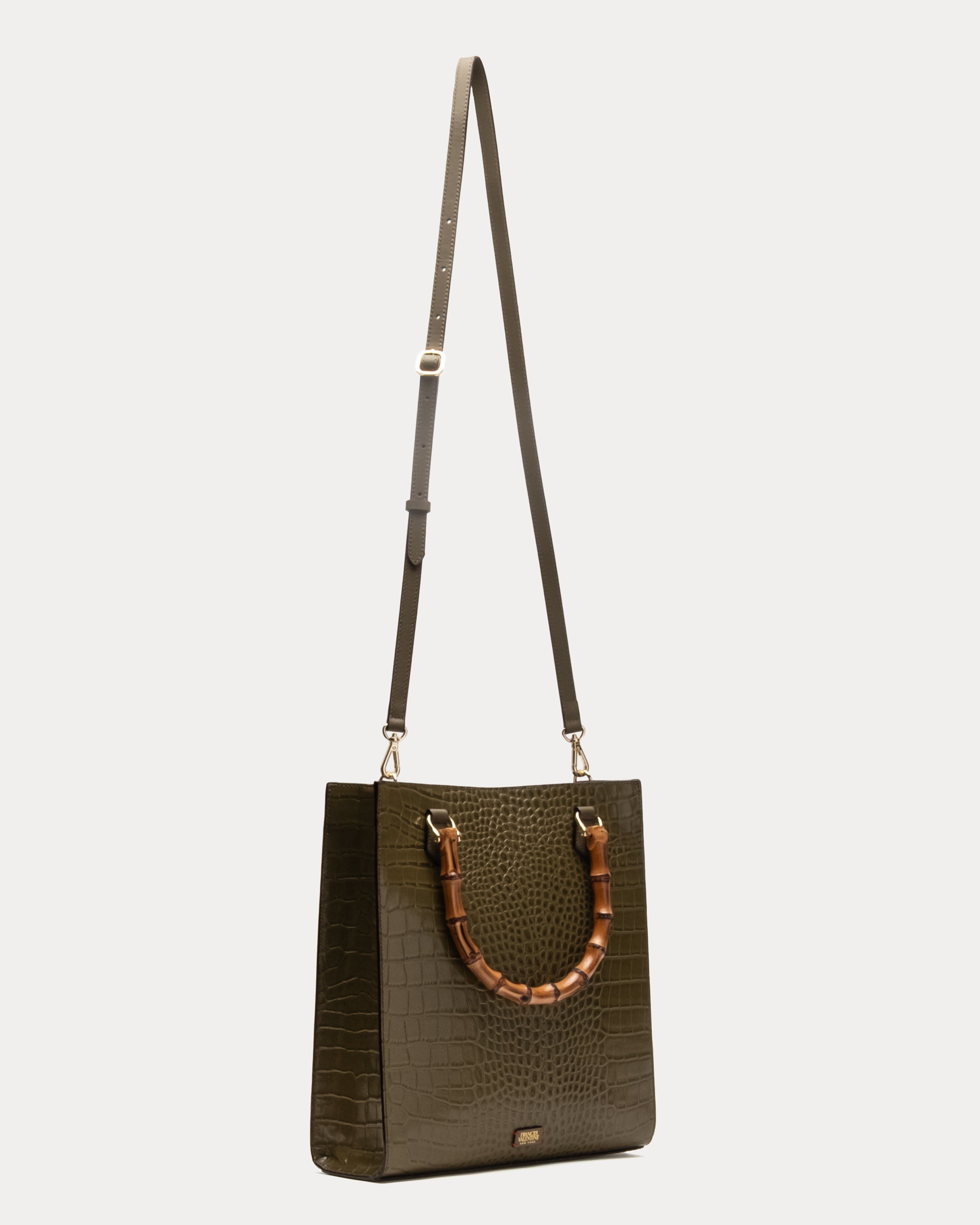 Nan Tote - Croc Emboss Leather Olive – Frances Valentine