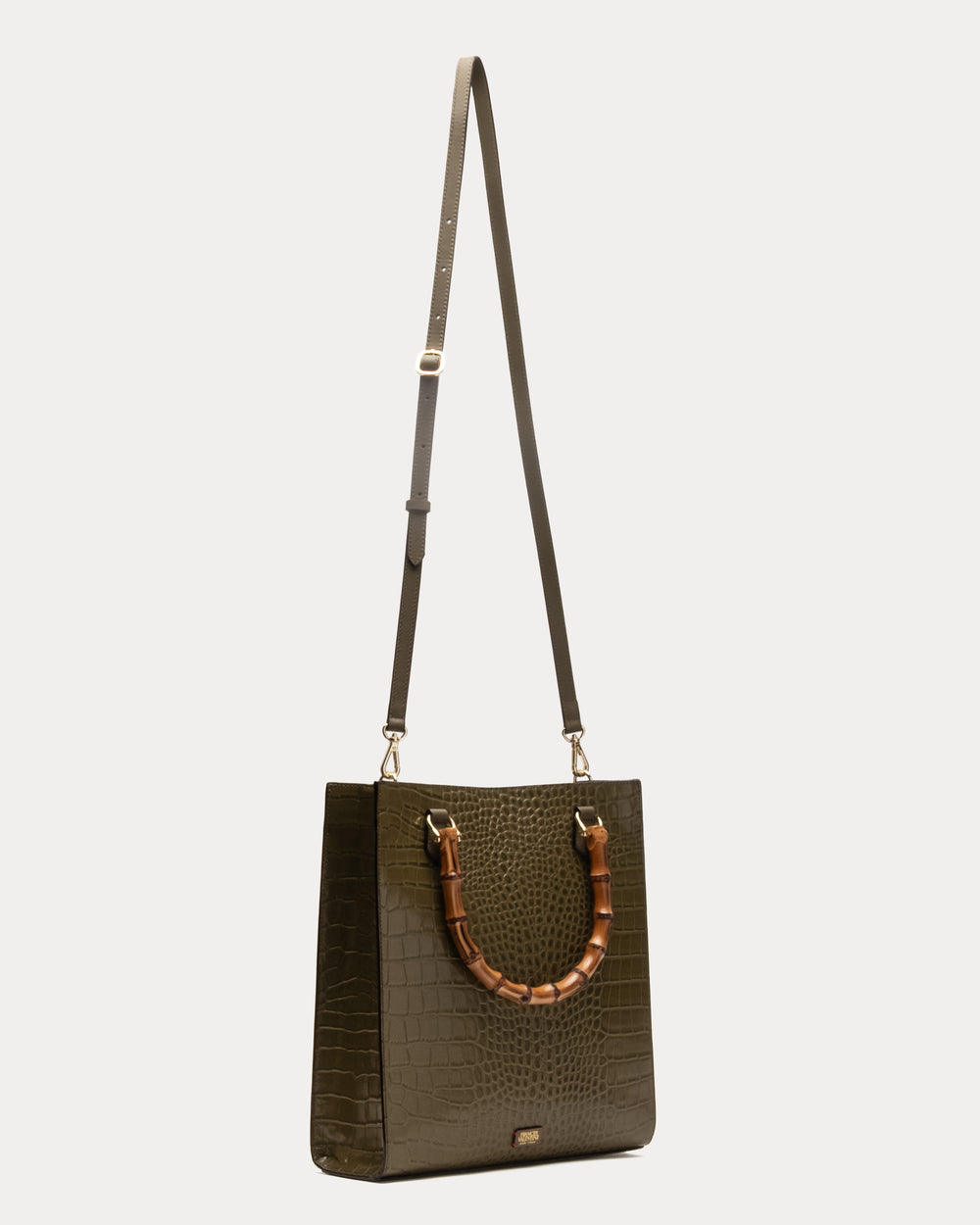 Nan Tote - Croc Emboss Leather Olive Tote Bag Frances Valentine