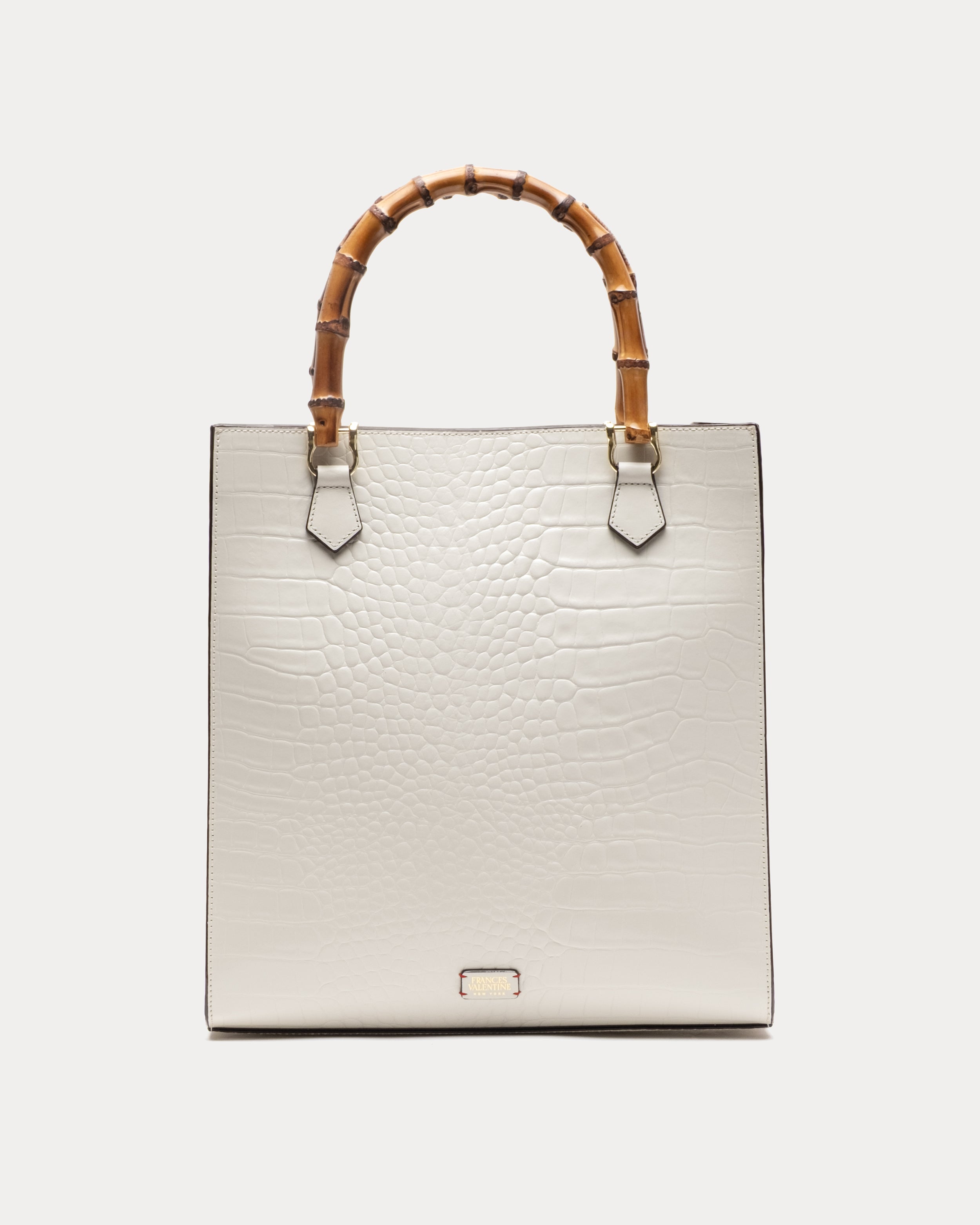 フランスビンテージ手芸バッグ Nan Tote - Croc Emboss Leather Oyster – Frances Valentine