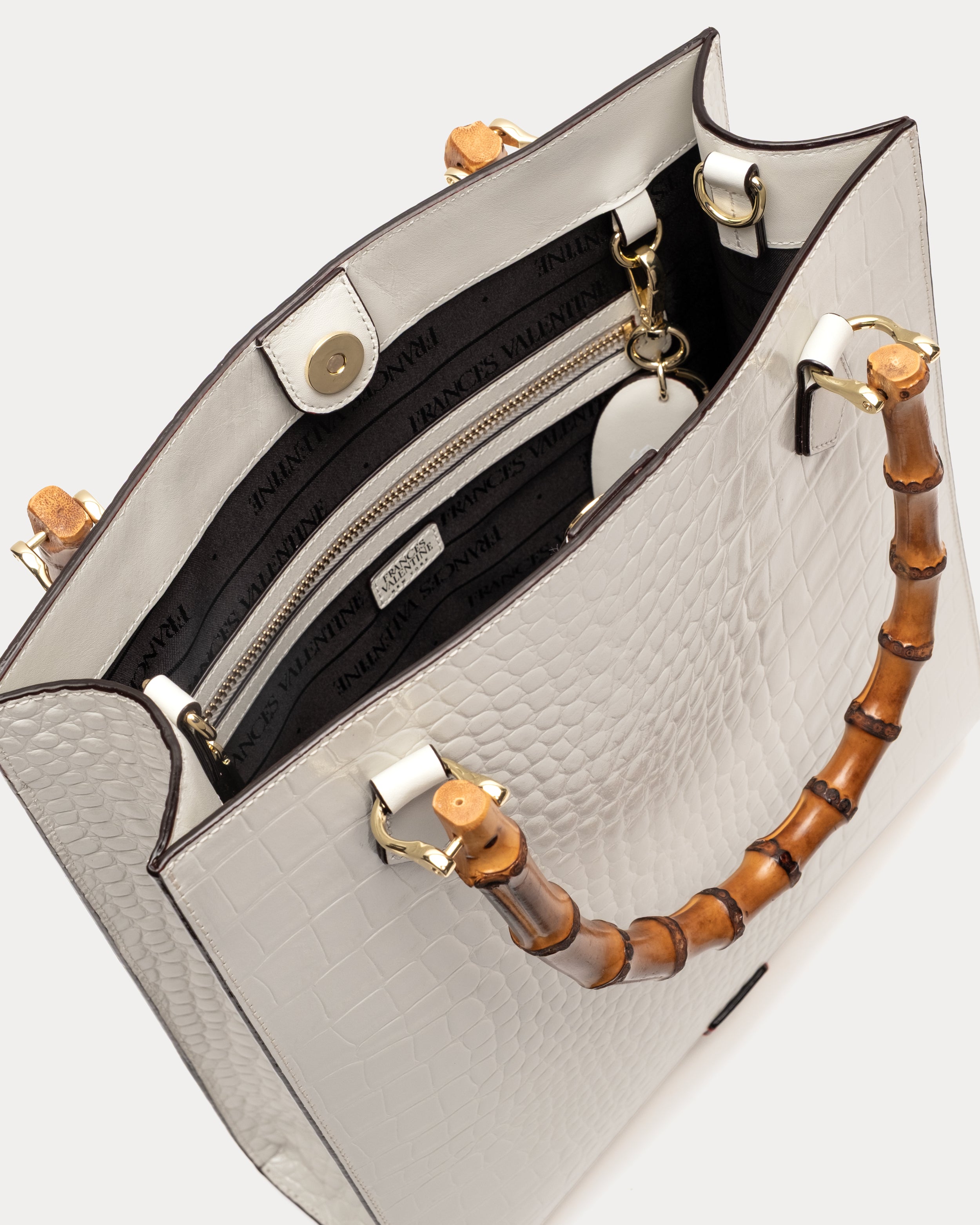 Nan Tote - Croc Emboss Leather Oyster – Frances Valentine