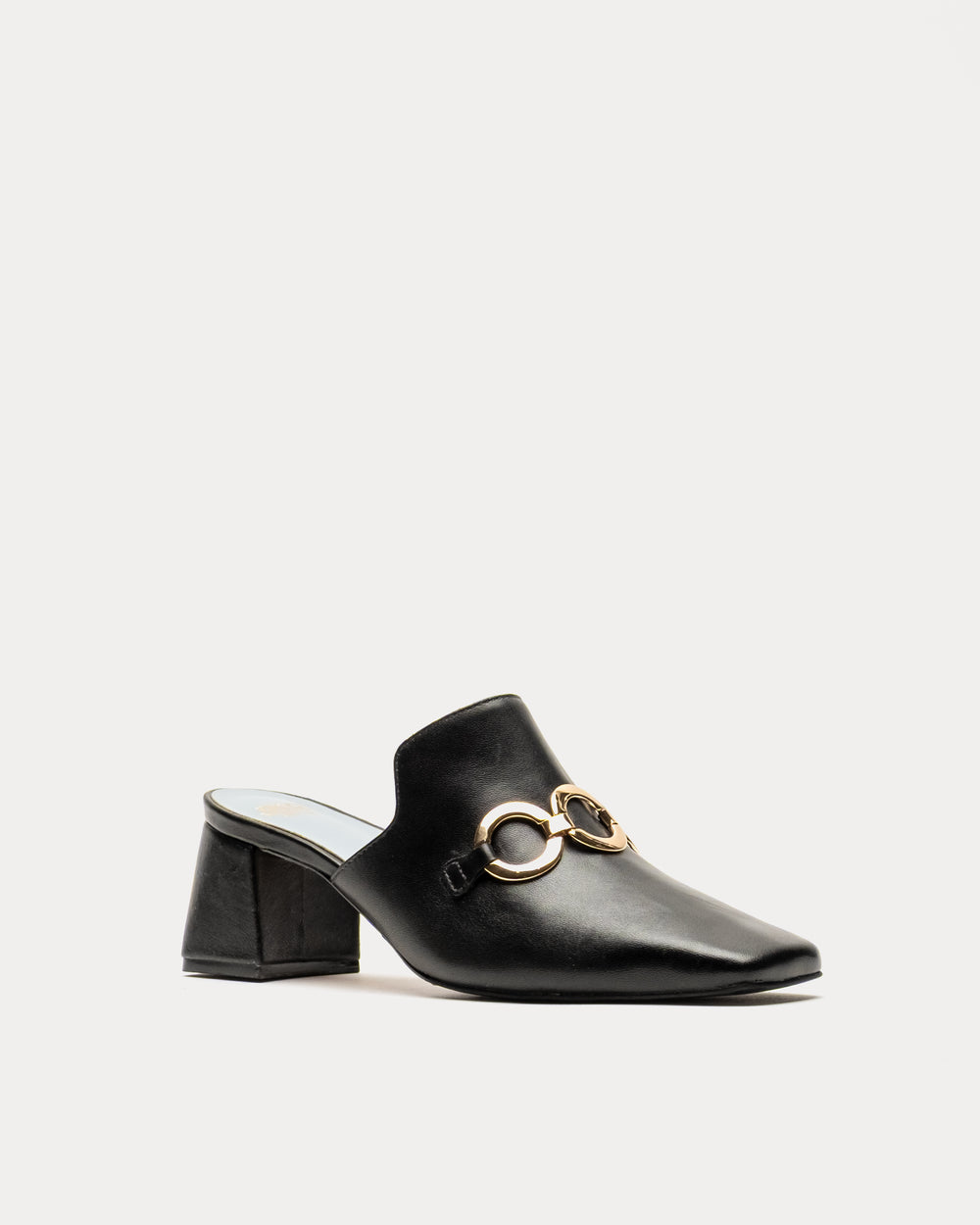 Natty Mule - Snake Emboss Leather Black - Frances Valentine