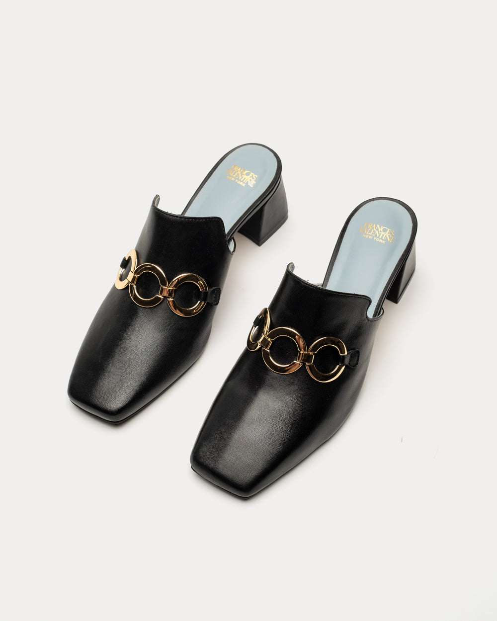 Natty Mule - Snake Emboss Leather Black - Frances Valentine