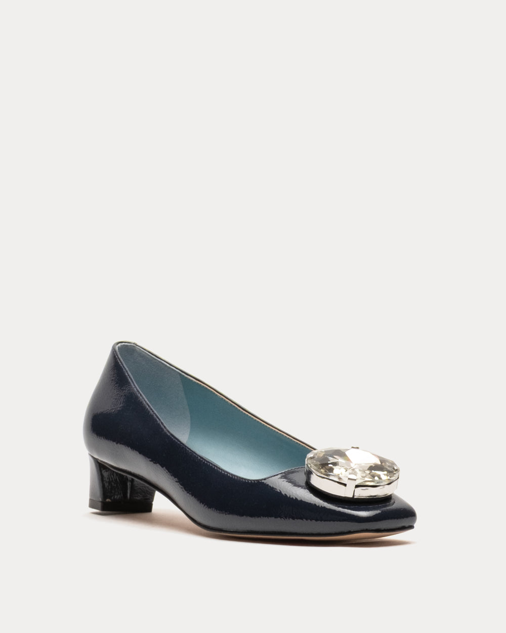 Mary Mod Heel - Crinkled Leather Navy Heels Frances Valentine