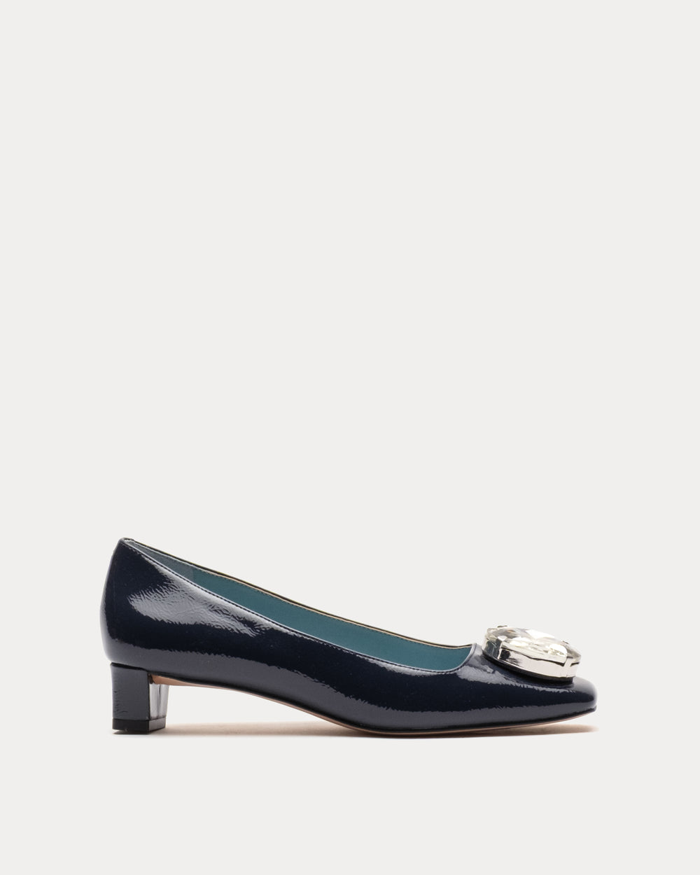 Mary Mod Heel - Crinkled Leather Navy Heels Frances Valentine