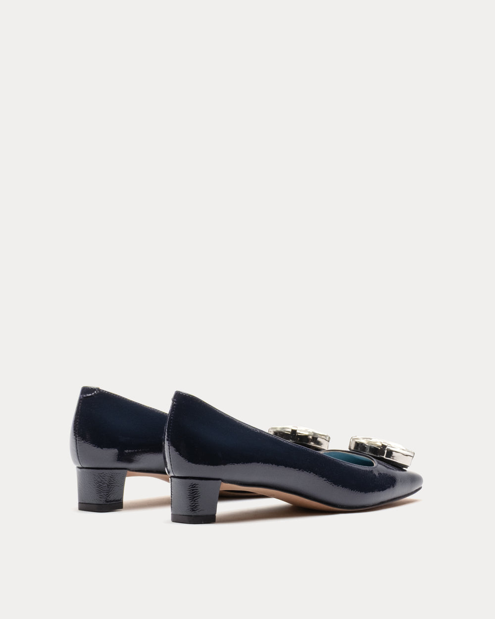 Mary Mod Heel - Crinkled Leather Navy Heels Frances Valentine
