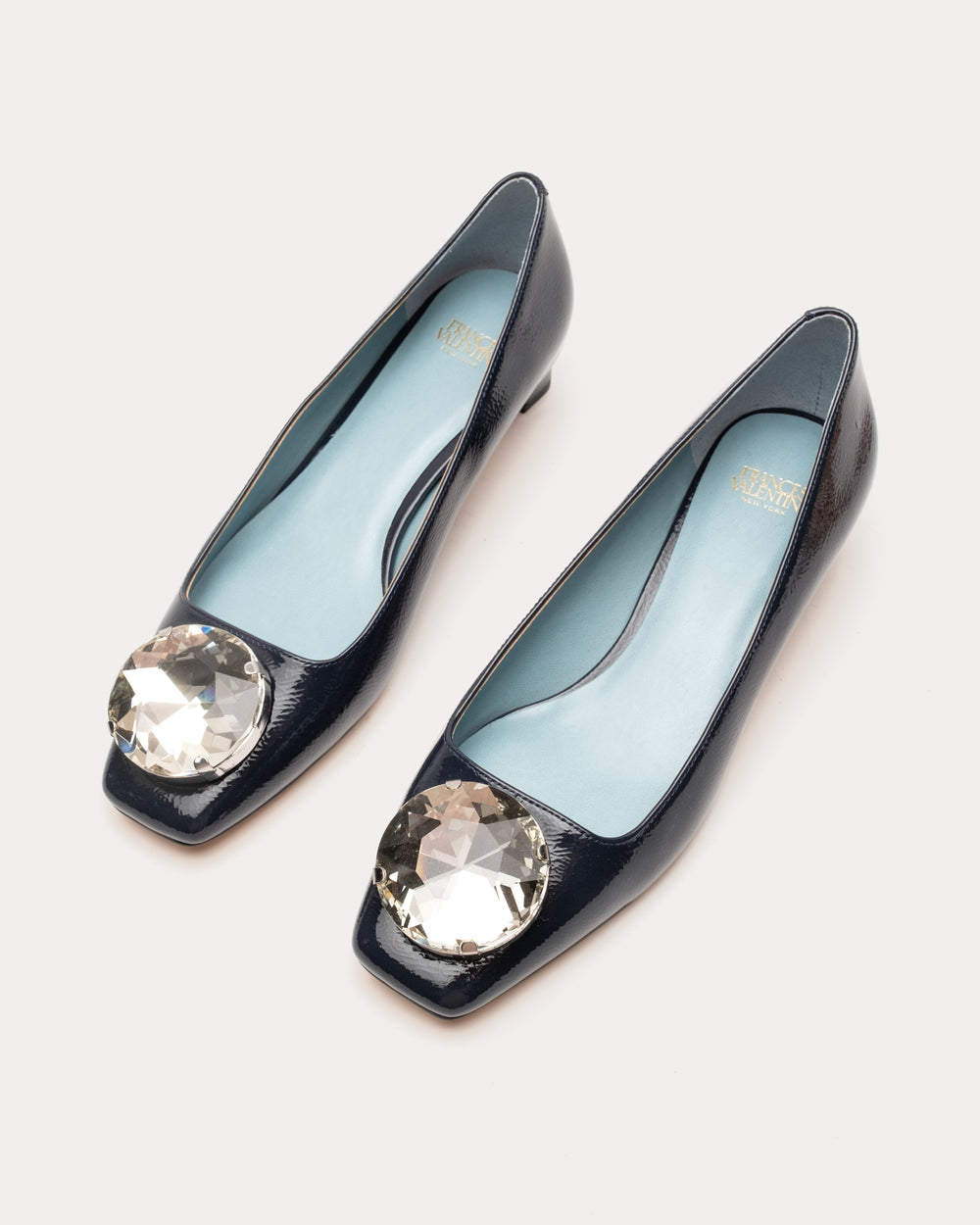 Mary Mod Heel - Crinkled Leather Navy Heels Frances Valentine