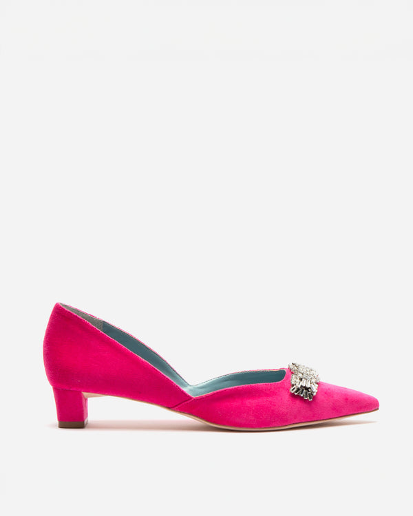 Paula Mini Block Heel - Velvet Pink - Frances Valentine