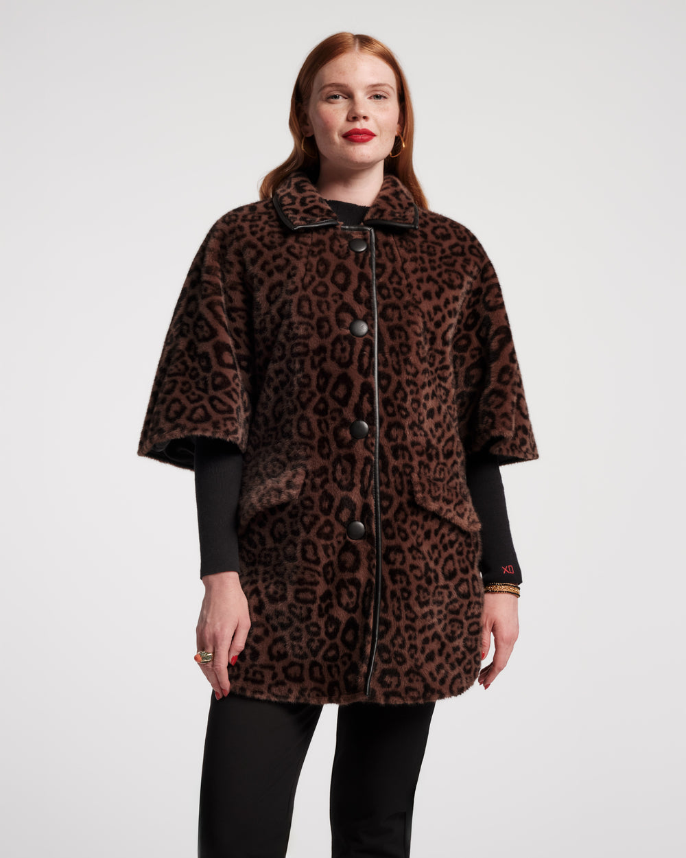 Nico Poncho - Jaguar Faux Fur Black - Frances Valentine