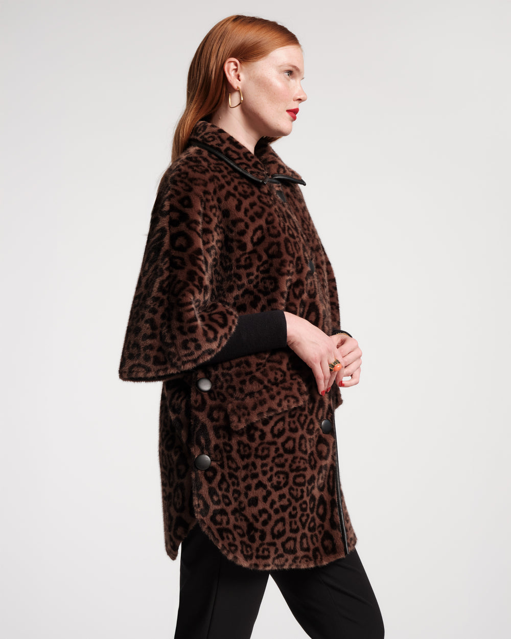 Nico Poncho - Jaguar Faux Fur Black - Frances Valentine