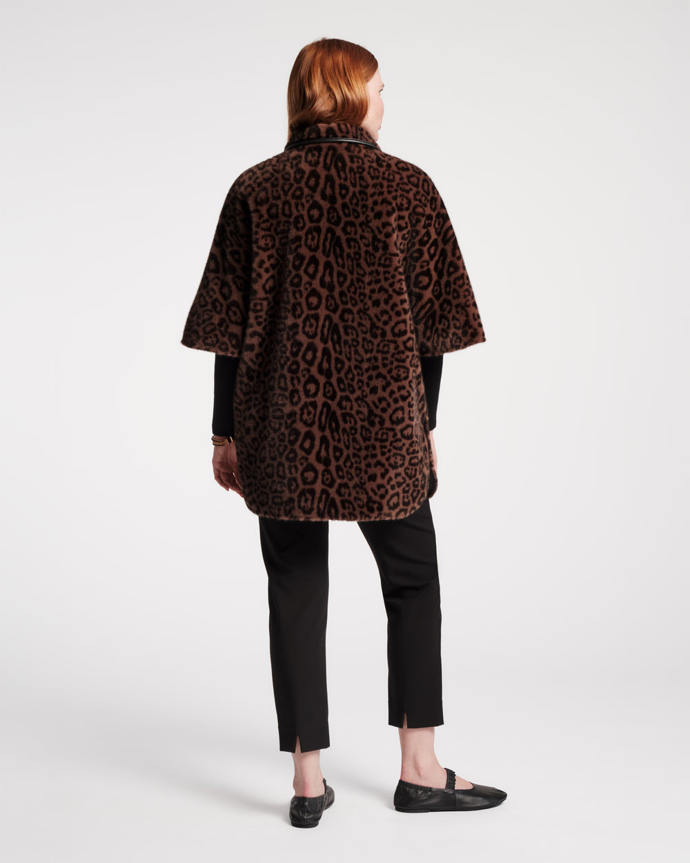Nico Poncho - Jaguar Faux Fur Black - Frances Valentine