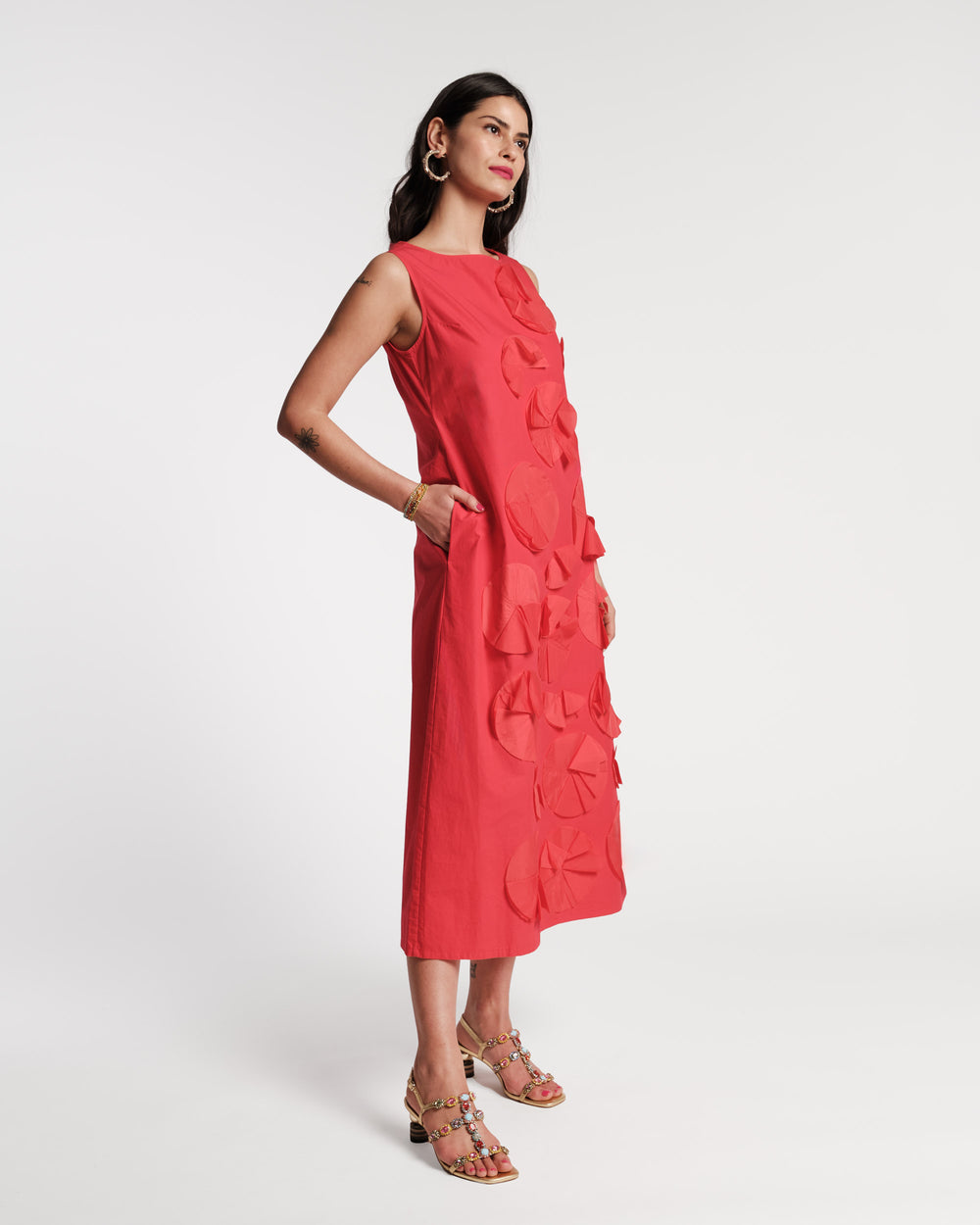 Origami Flower Dress Red