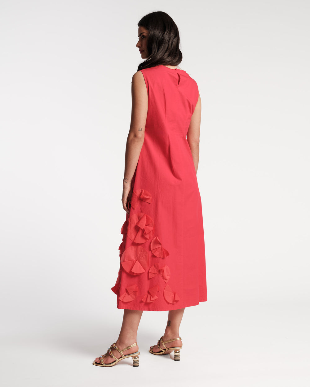 Origami Flower Dress Red