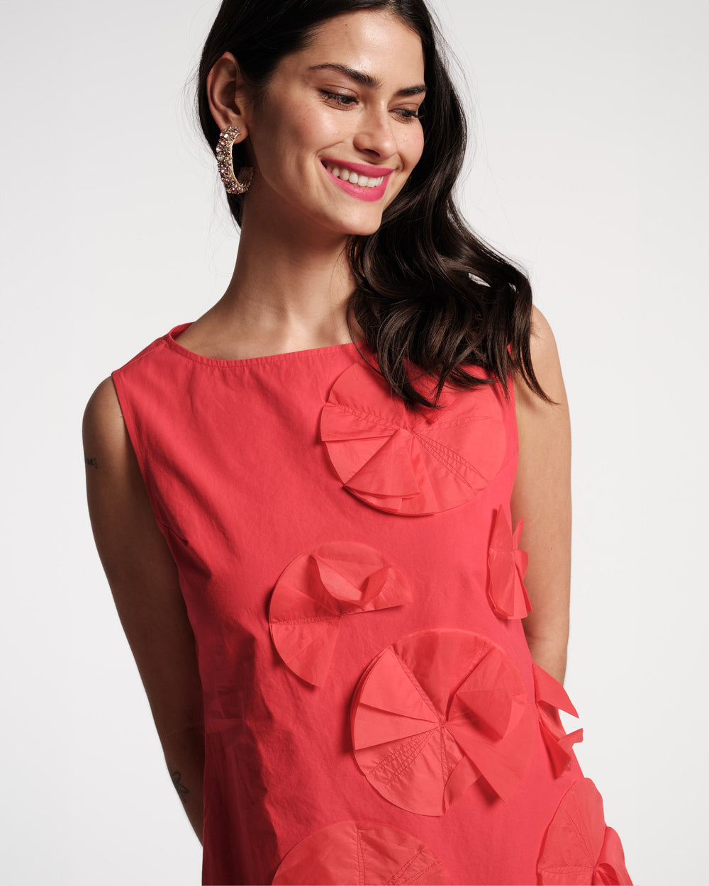 Origami Flower Dress Red