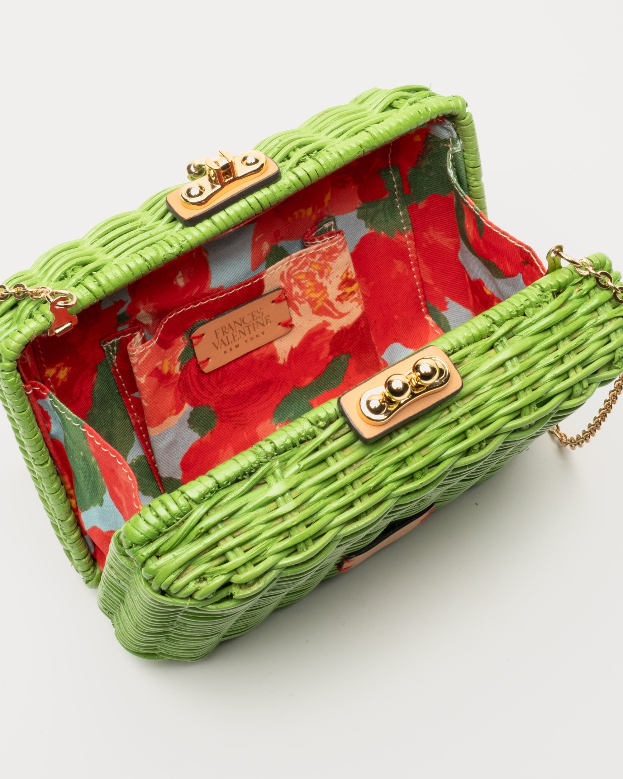 Paige Wicker Box Clutch Lime Green