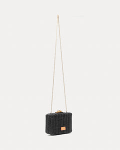 Paige Wicker Box Clutch Black - Frances Valentine