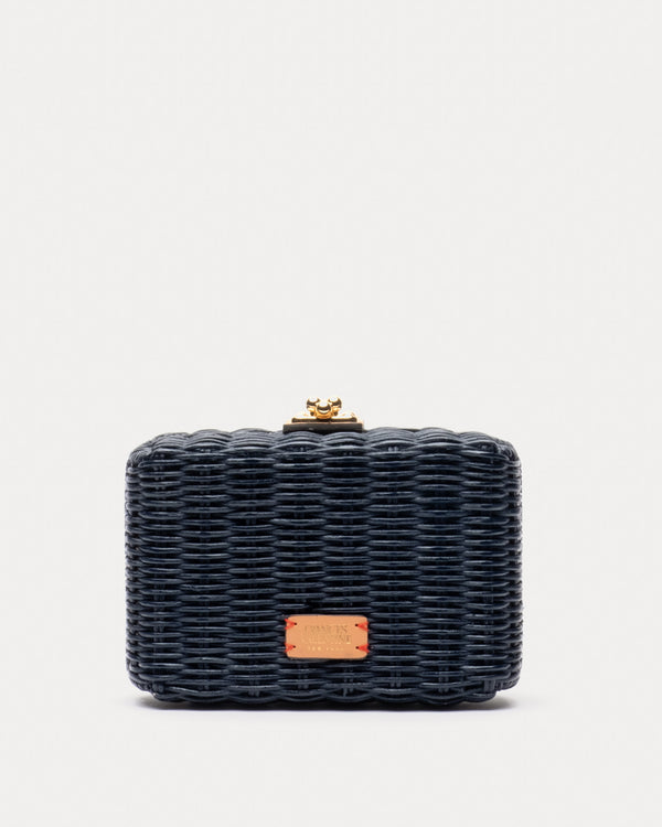 Paige Wicker Clutch - Navy - Frances Valentine