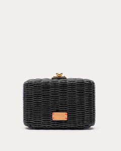 Paige Wicker Box Clutch Black - Frances Valentine