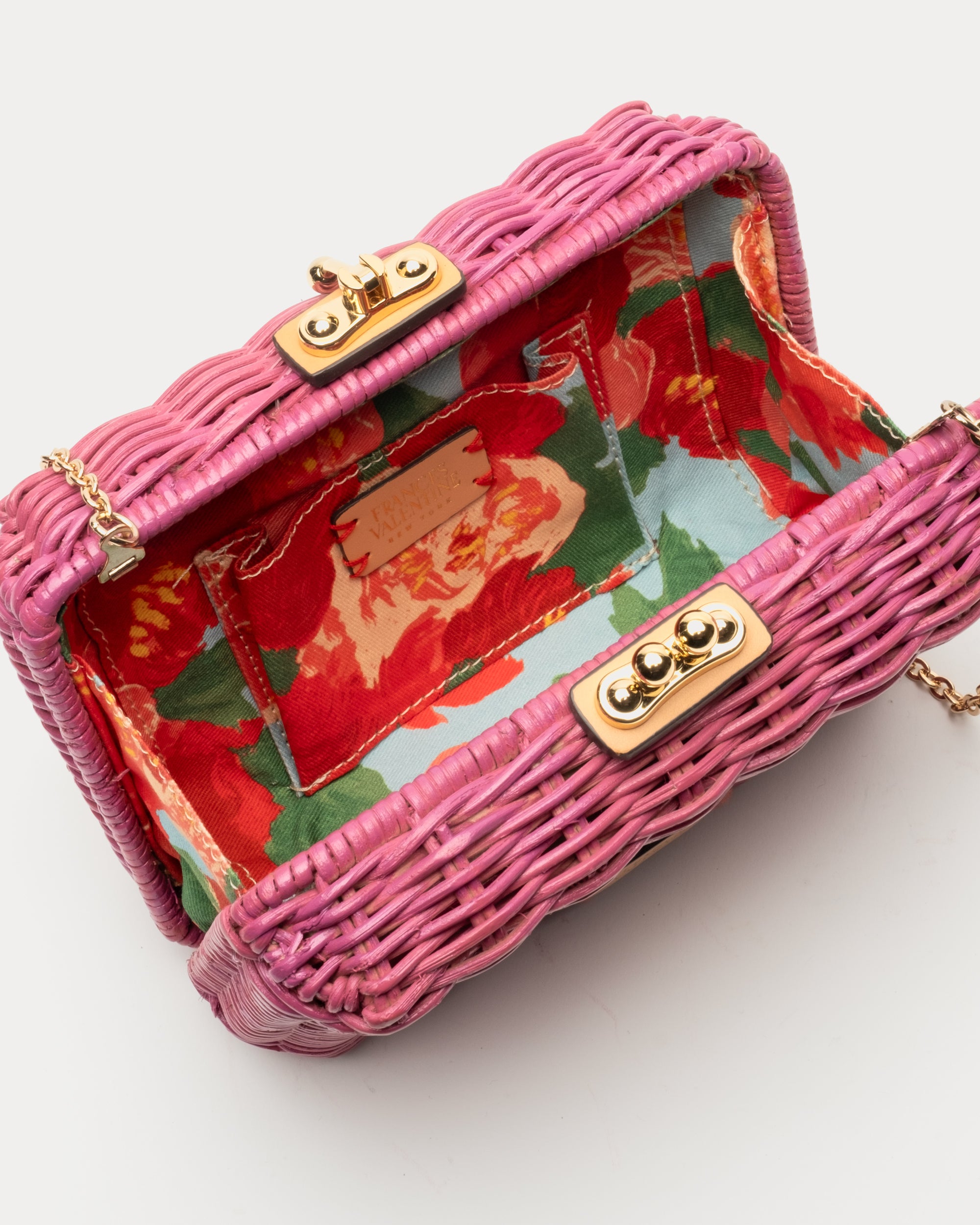 Paige Wicker Box Clutch Pink