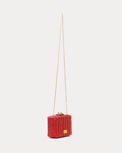 Paige Wicker Box Clutch Red - Frances Valentine