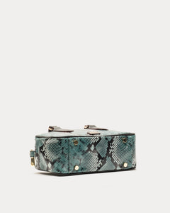 Paulie Box Bag Python Embossed Leather Blue - Frances Valentine