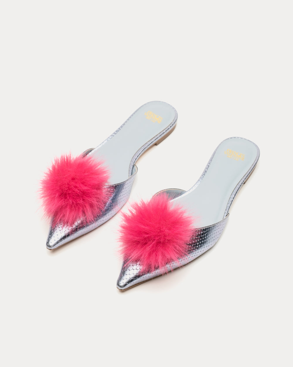 Pauline Pom Pom Flat - Light Blue/Pink Flats Frances Valentine