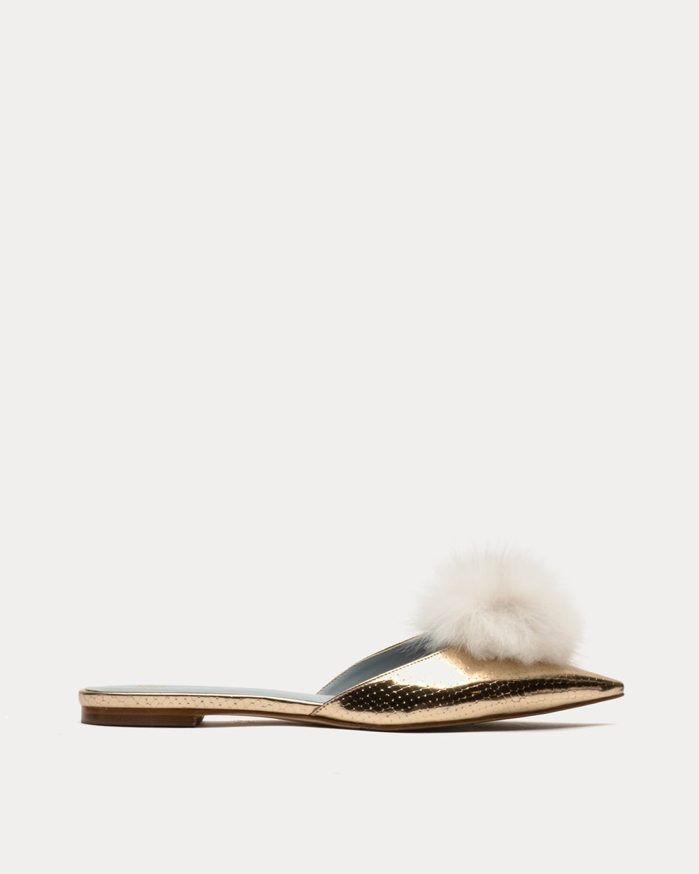 Pauline Pom Pom Flat - Platino/White Flats Frances Valentine