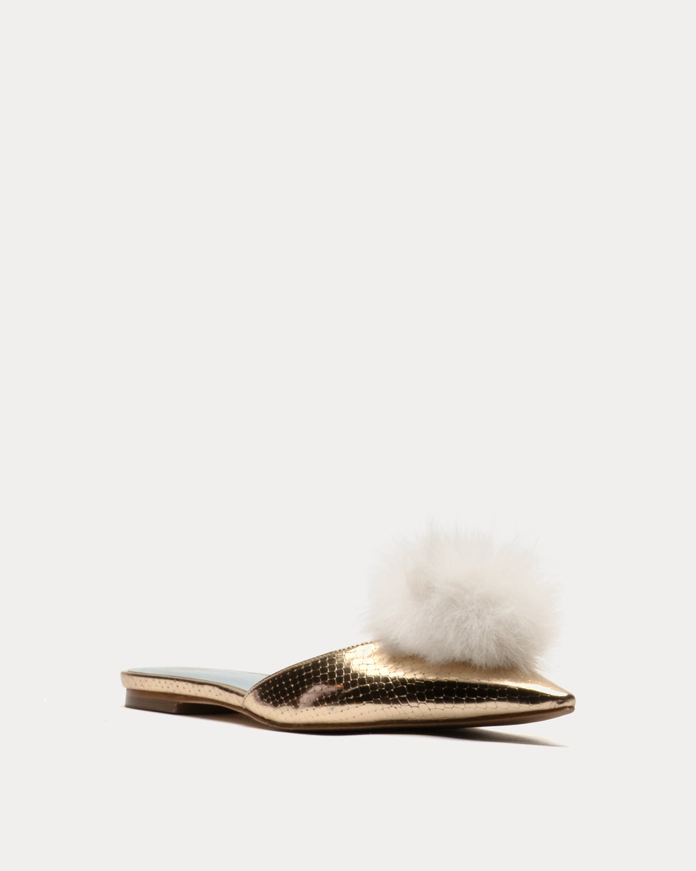 Pauline Pom Pom Flat - Platino/White Flats Frances Valentine