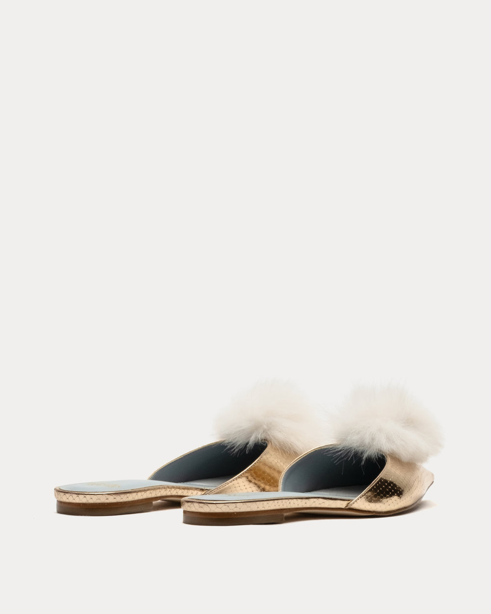 Pauline Pom Pom Flat - Platino/White Flats Frances Valentine