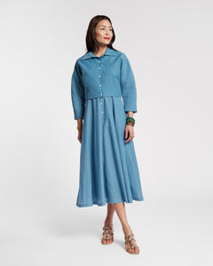 Peggy Midi Dress Set Cotton Blue - Frances Valentine