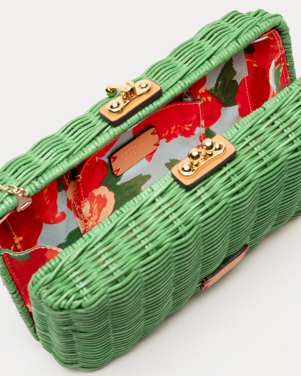 Pepper Clutch Wicker w/Metal Chain Handle Wicker Fern OS Frances Valentine