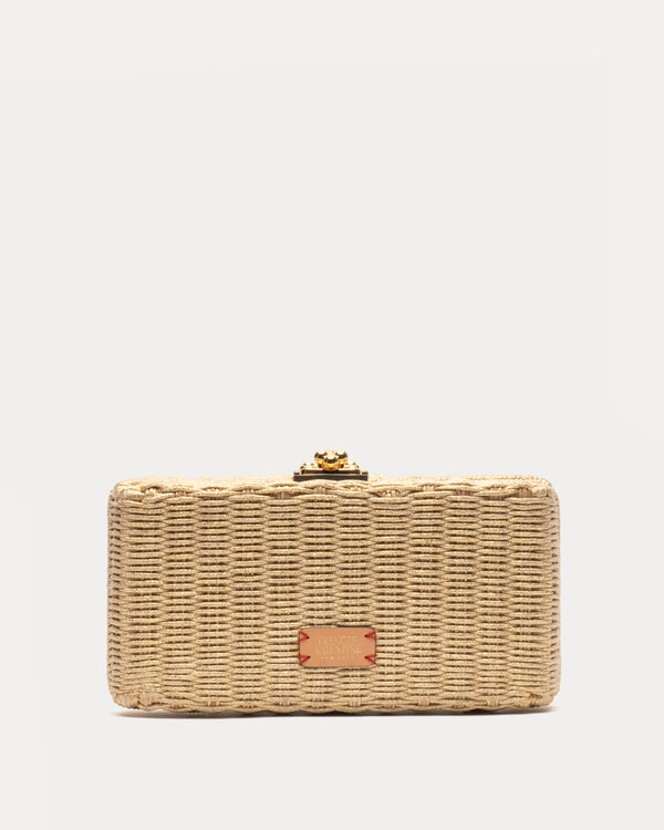 Pepper Clutch Wicker w/Metal Chain Handle Wicker Gold OS Frances Valentine