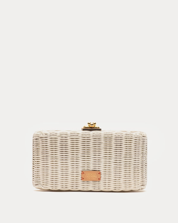 Pepper Clutch Wicker w/Metal Chain Handle Wicker Off White OS Frances Valentine