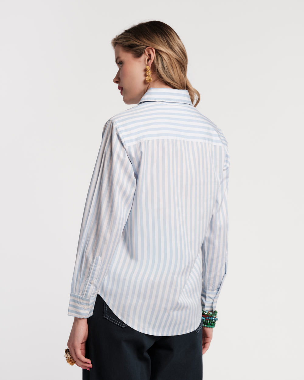 Perfect Button Down - Stripe Light Blue/White Tops Frances Valentine