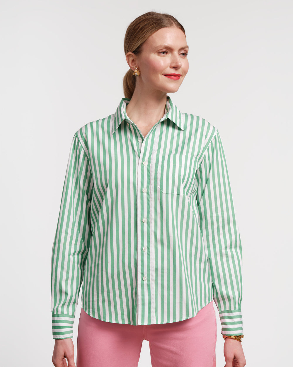 Perfect Button Down - Stripe Green - Frances Valentine